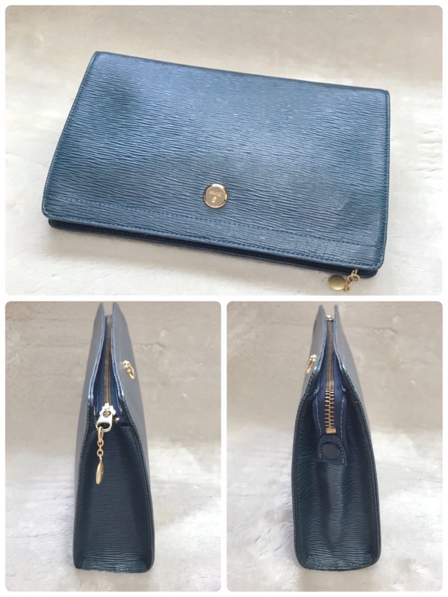  unused CELENCEE epi leather clutch bag second bag blue 