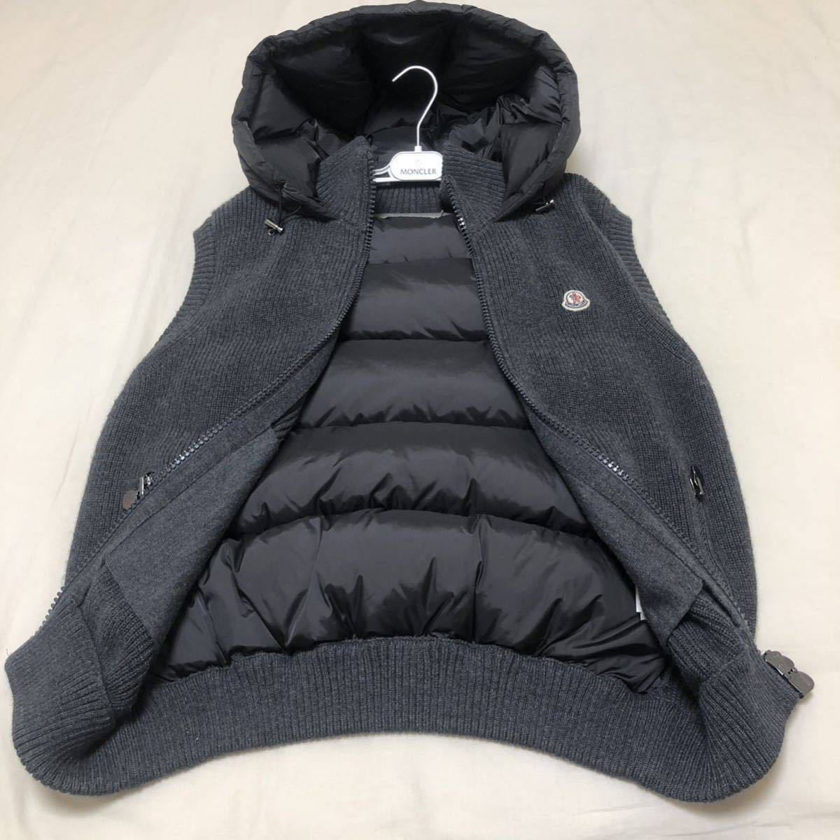 MONCLER 国内正規品　美品　未使用品　モンクレール　メンズ　ニットダウン　XXLサイズ　 ダークグレー　 ダウンジャケット　ダウンベスト_画像2