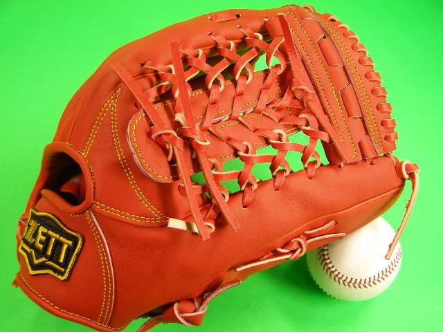 ゼット ZETT 硬式用 外野用 オレンジ×イエロー糸 高校野球対応カラー 大きめサイズ 海外モデル 硬式 外野 ソフトボール グローブ
