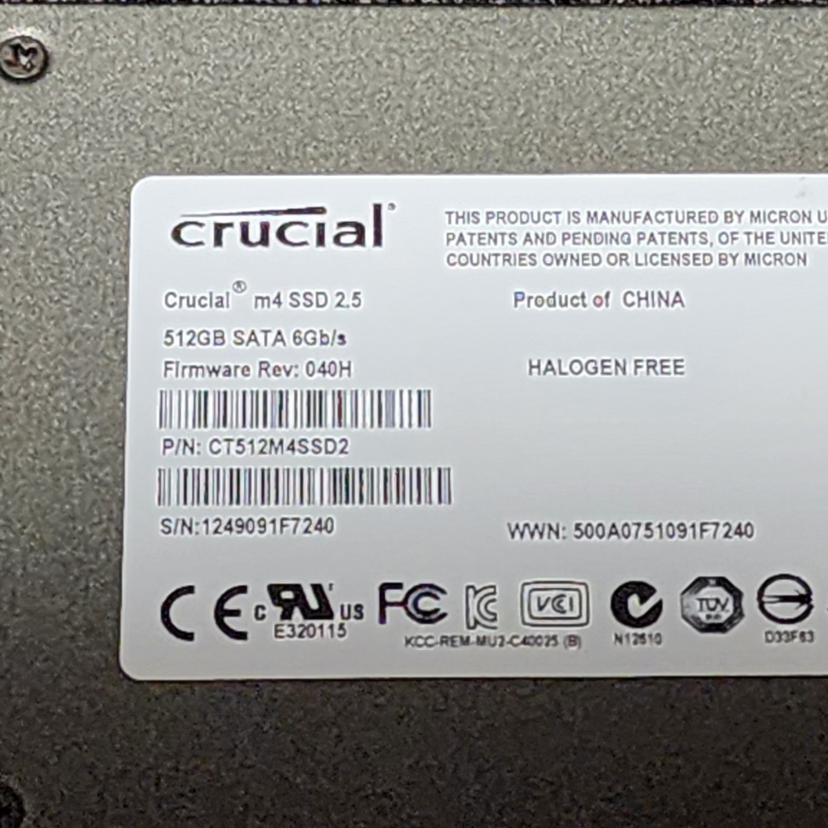 CRUCIAL M4(CT512M4SSD2) 512GB SATA SSD 正常品 2.5インチ内蔵SSD フォーマット済み PCパーツ  動作確認済み 480GB 500GB