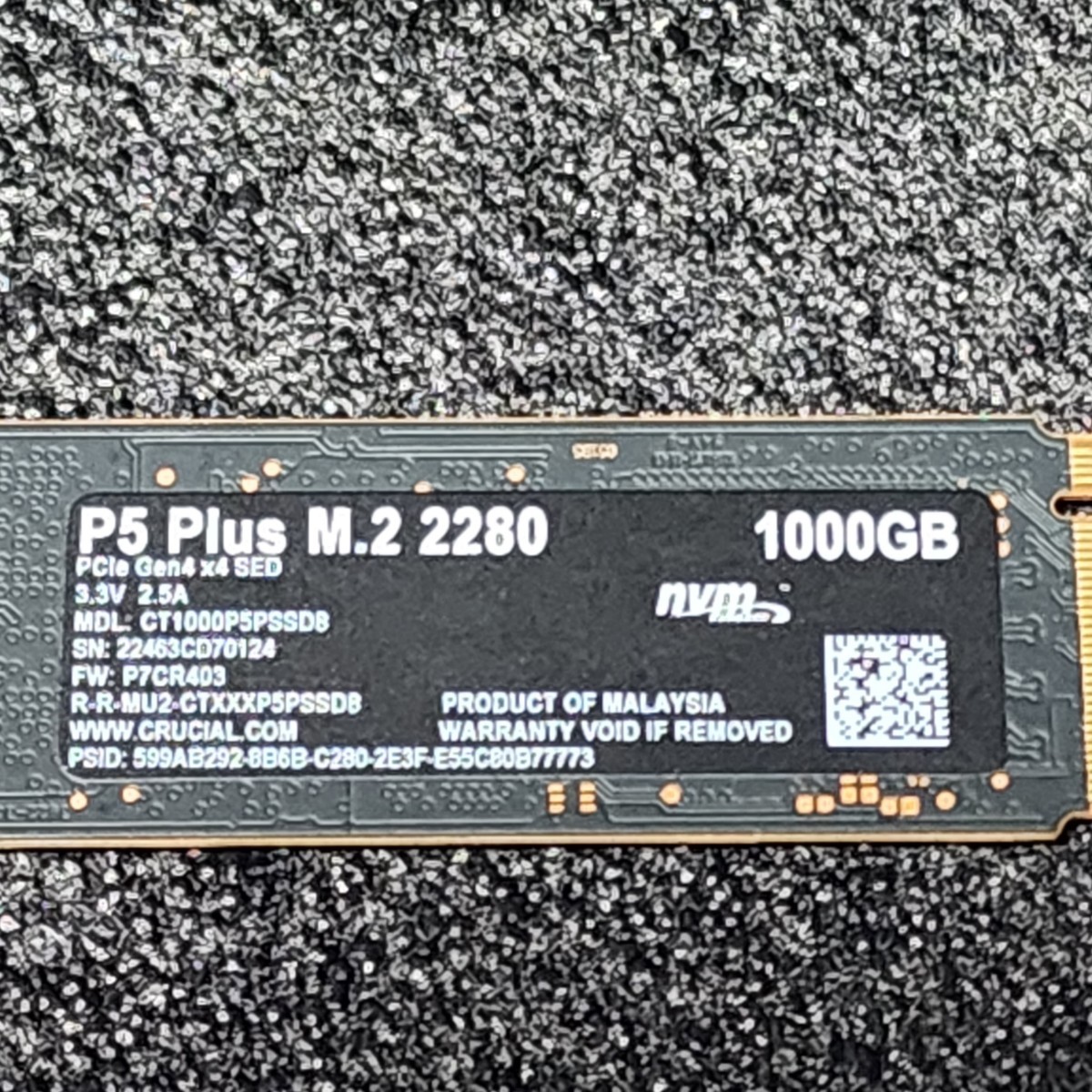 CRUCIAL P5 Plus(CT1000P5PSSD8) 1000GB/1TB NVMe SSD PCIe Gen4対応 フォーマット済み PCパーツ M.2 2280 動作確認済み 960GB_画像3