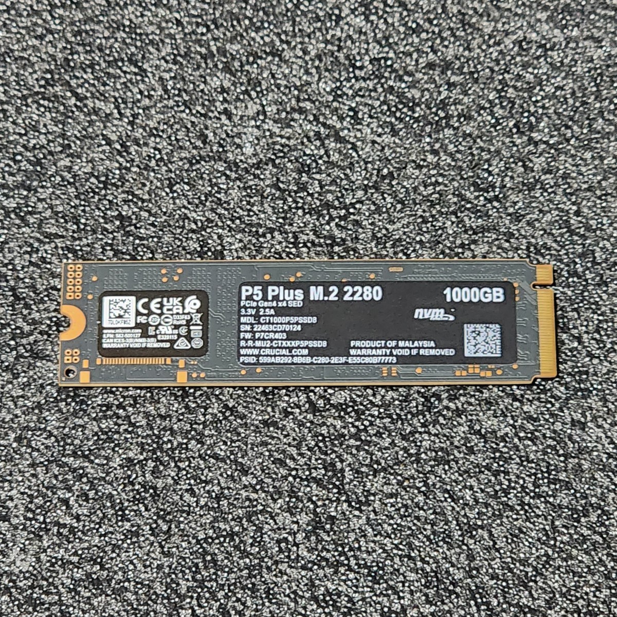CRUCIAL P5 Plus(CT1000P5PSSD8) 1000GB/1TB NVMe SSD PCIe Gen4対応 フォーマット済み PCパーツ M.2 2280 動作確認済み 960GB_画像2