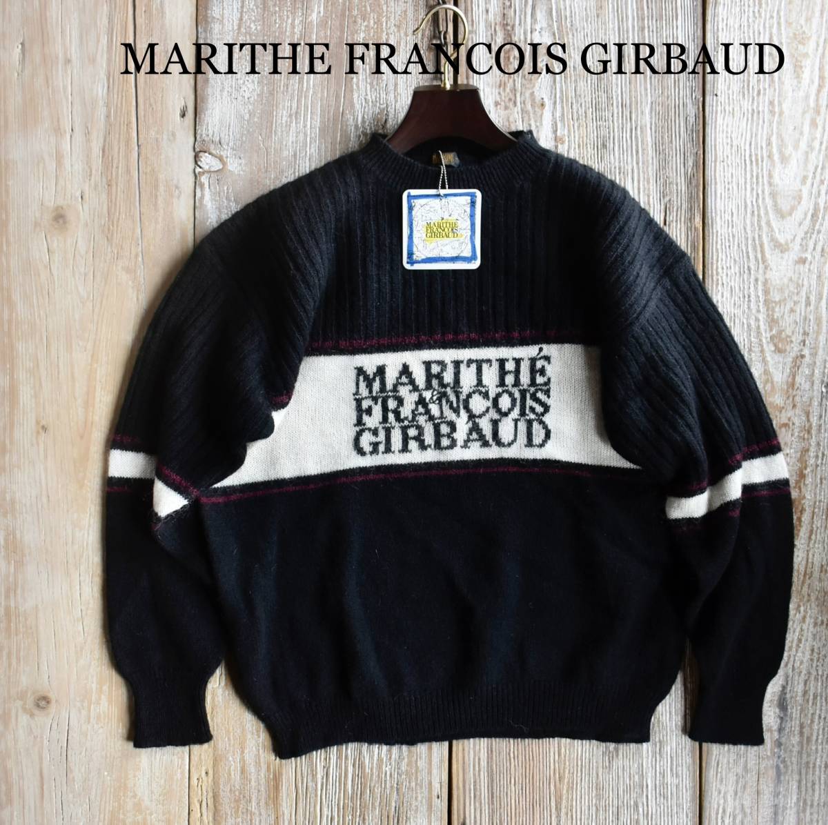 希少 アーカイブ 90s 未使用 MARITHE FRANCOIS GIRBAUD マリテフランソワ ジルボー ブランドネーム オーバーサイズ ニット セーター L