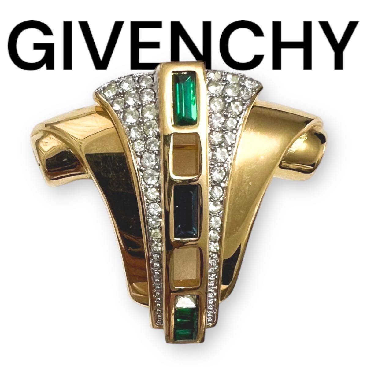 GIVENCHY ジバンシイ　ジバンシー　ブローチ　カラーストーン　グリーン　ブルー