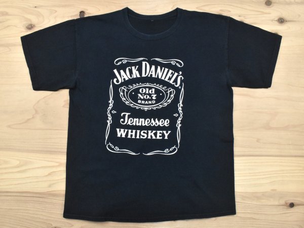 2000sUSA古着 JACK DANIEL'S ジャックダニエル ロゴ Tシャツ sizeL相当 黒 ブラック 酒 企業 会社 フェード 雰囲気 アメリカ 2000年代 Y2Kの画像1