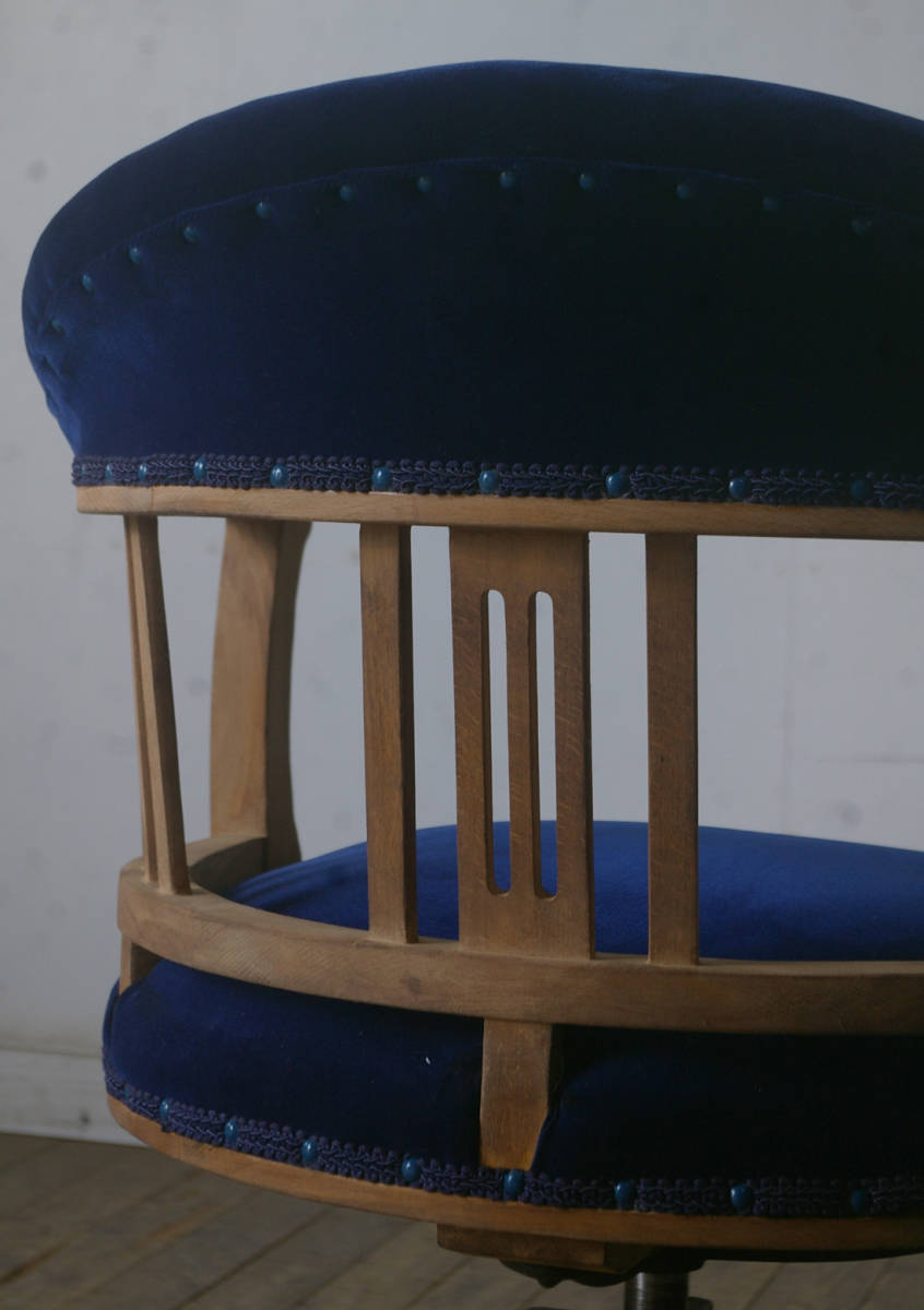 【古い木製回転チェア 椅子】アンティーク店舗ギャラリーカフェ什器スツールソファドクターチェアベンチテーブル机デスクオブジェケビント_画像9