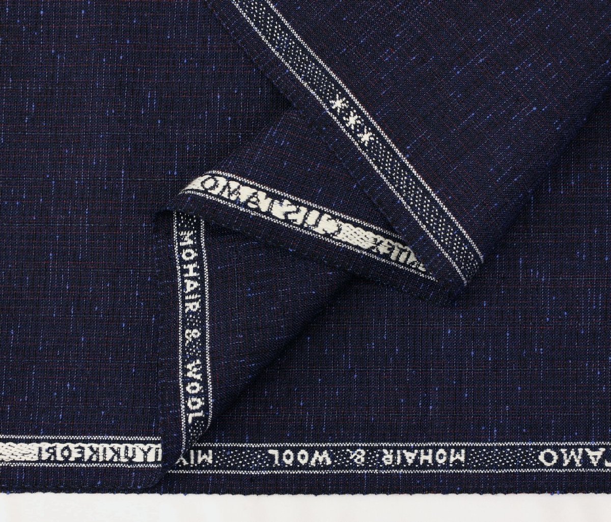 ●日本の名門「御幸毛織」本物ヴィンテージ品・濃紺変わり織柄+ネップ柄・サラサラでシャリ感強い・長さ2.7m_画像5