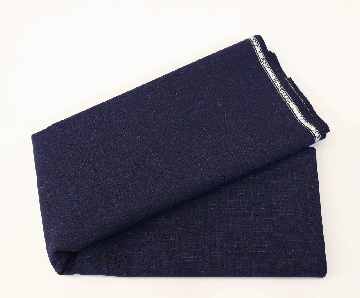 ●日本の名門「御幸毛織」本物ヴィンテージ品・濃紺変わり織柄+ネップ柄・サラサラでシャリ感強い・長さ2.7m_画像3