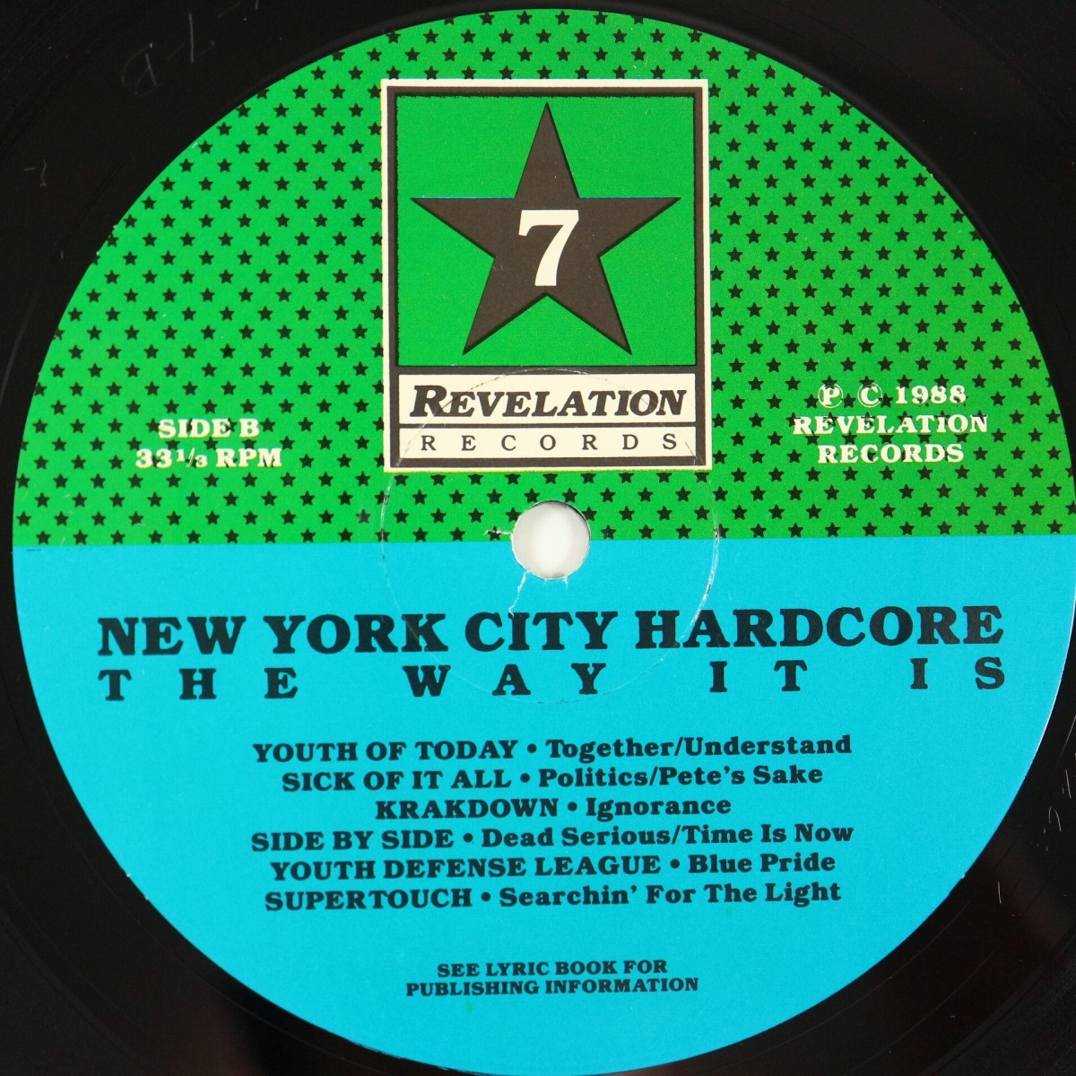 ◆LP◆V.A.◆NEW YORK CITY HARDCORE - THE WAY IT IS◆US盤◆REVELATION:7◆Bold,Nausea,Warzone,Gorilla Biscuits,Youth Of Today他_画像6