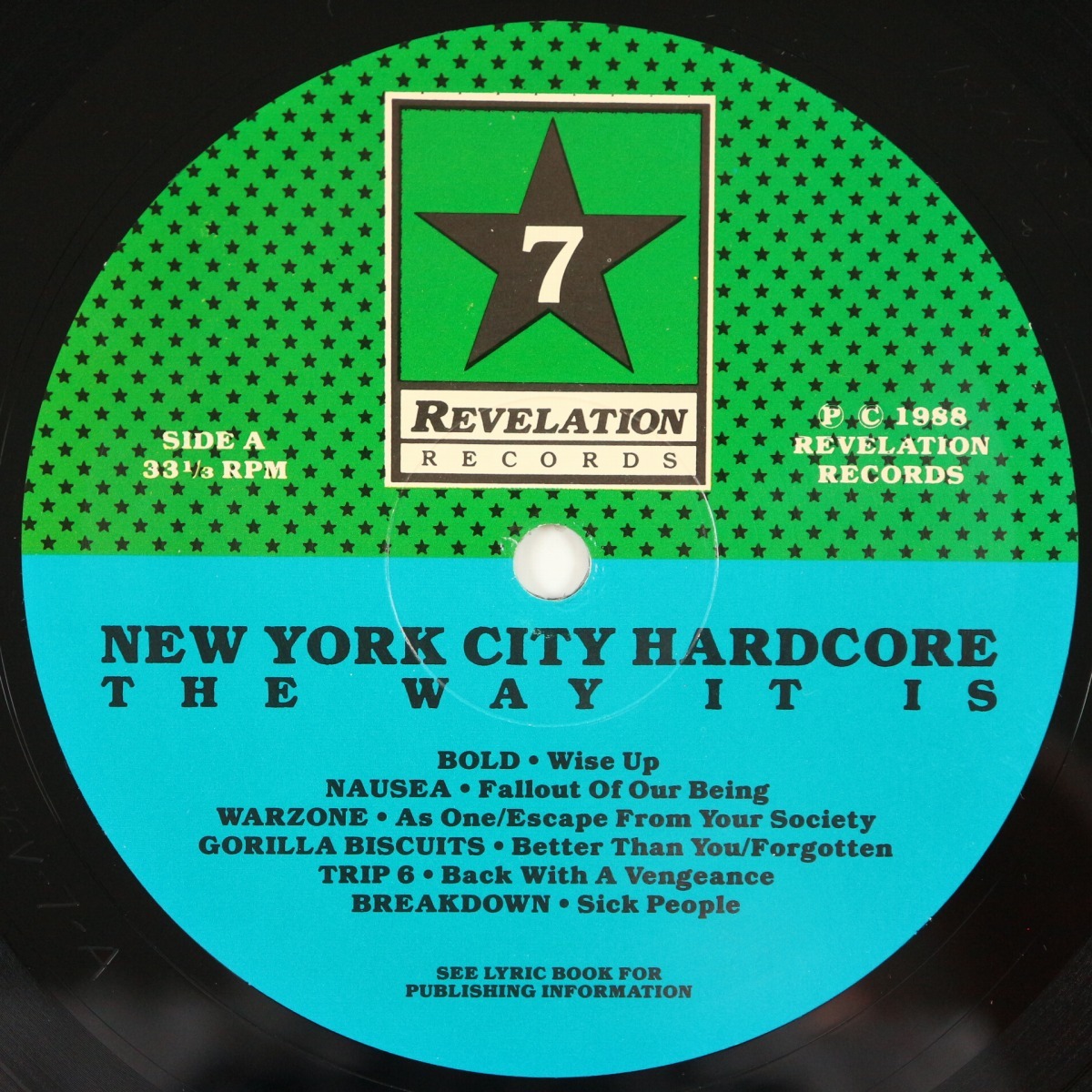 ◆LP◆V.A.◆NEW YORK CITY HARDCORE - THE WAY IT IS◆US盤◆REVELATION:7◆Bold,Nausea,Warzone,Gorilla Biscuits,Youth Of Today他_画像5