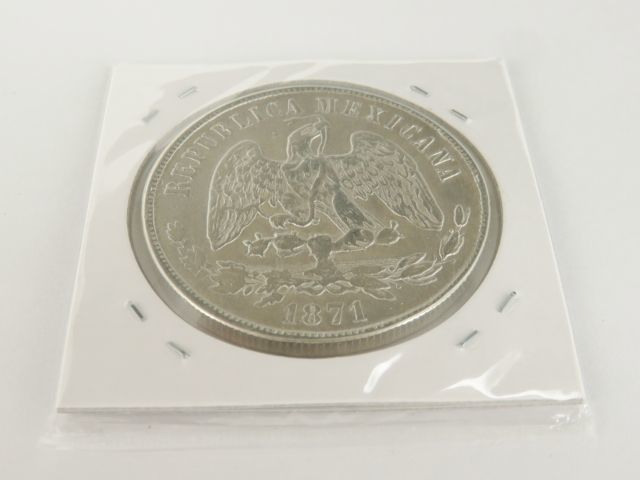 ☆1円 MEXICO メキシコ UN PESO 1ペソ 銀貨 1871年 バランススケール コイン 硬貨 EQ060_画像4