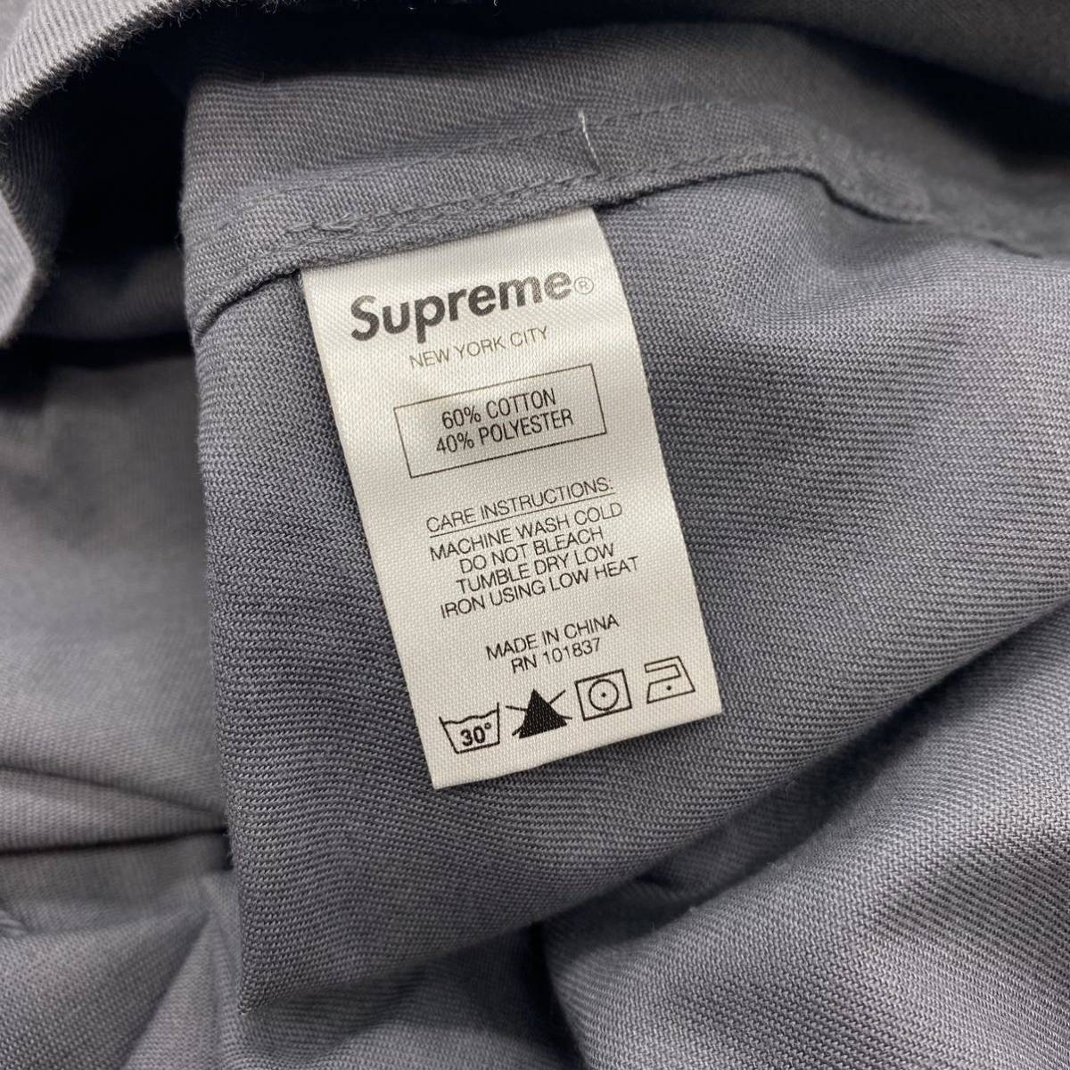 【L】新品 Supreme 2-Tone Work Shirt Dark Grey シュプリーム ワーク シャツ グレー (01860906002) G2309_画像7