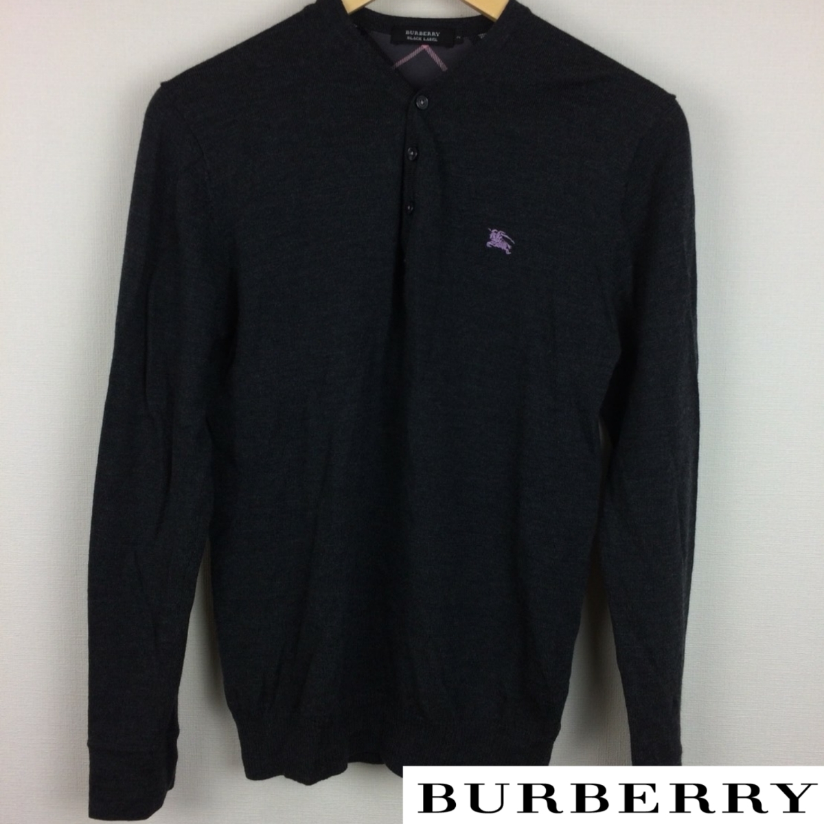 祝開店!大放出セール開催中 BLACK BURBERRY 美品 LABEL 送料無料 返品可能 サイズ2 チャコールグレー ヘンリーネック 長袖ニット トップス 祝開店!大放出セール開催中 BLACK BURBERRY 美品 LABEL 送料無料 返品可能 サイズ2 チャコールグレー ヘンリーネック 長袖ニット トップス