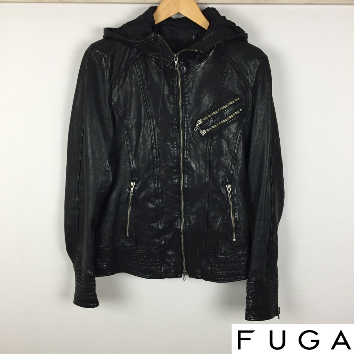 激安単価で ブラック レザージャケット フーガ FUGA 極美品 サイズ46 送料無料 返品可能 Lサイズ 激安単価で ブラック レザージャケット フーガ FUGA 極美品 サイズ46 送料無料 返品可能 Lサイズ