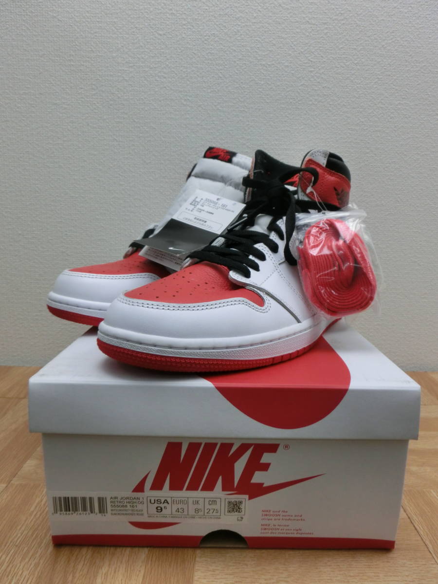 my/453478/2310/ナイキ NIKE AIR JORDAN 1 RETRO HIGH OG ハイカットスニーカー　555088-161/ホワイト×レッド/サイズ27.5ｃｍ/未使用品_画像1