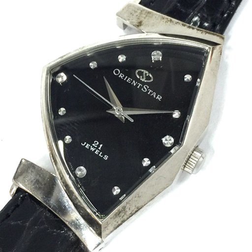 オリエントスター 腕時計 ベンチュラ NWAA-C1 黒文字盤 シルバー金具 21石 手巻き メンズ 社外ベルト 稼働