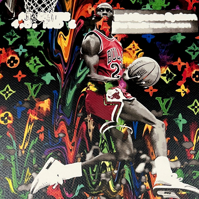 世界限定100枚 DEATH NYC マイケル・ジョーダン LOUISVUITTON ヴィトン NBA ブルズ ポップアート アートポスター 現代アート KAWS Banksy_画像4