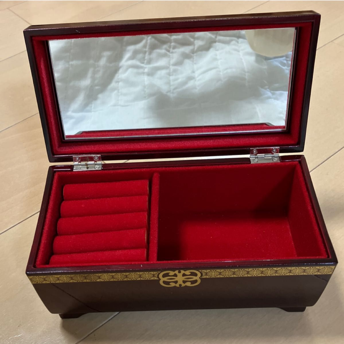 高級 木製 鏡付き オルゴール付 ジュエリーボックス 高級 木製 鏡付き オルゴール付 ジュエリーボックス