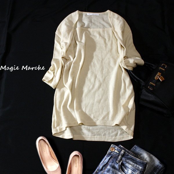 ☆☆ 美品 Magie Marche マジーマルシェ ☆☆ ゆったり可愛い オーバーサイズ ウール混紡 ニット プルオーバー 38号 M 秋 冬 23A10_画像1