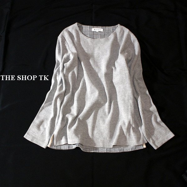 ☆☆ 美品 THE SHOP TK ☆☆ コットン ワッフル生地 メンズ ストレッチ プルオーバー M 春 秋 合服 23A10_画像1