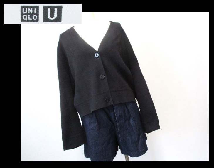 【087-2029】UNIQLOユニクロ★黒カーディガン/Sサイズ_画像1