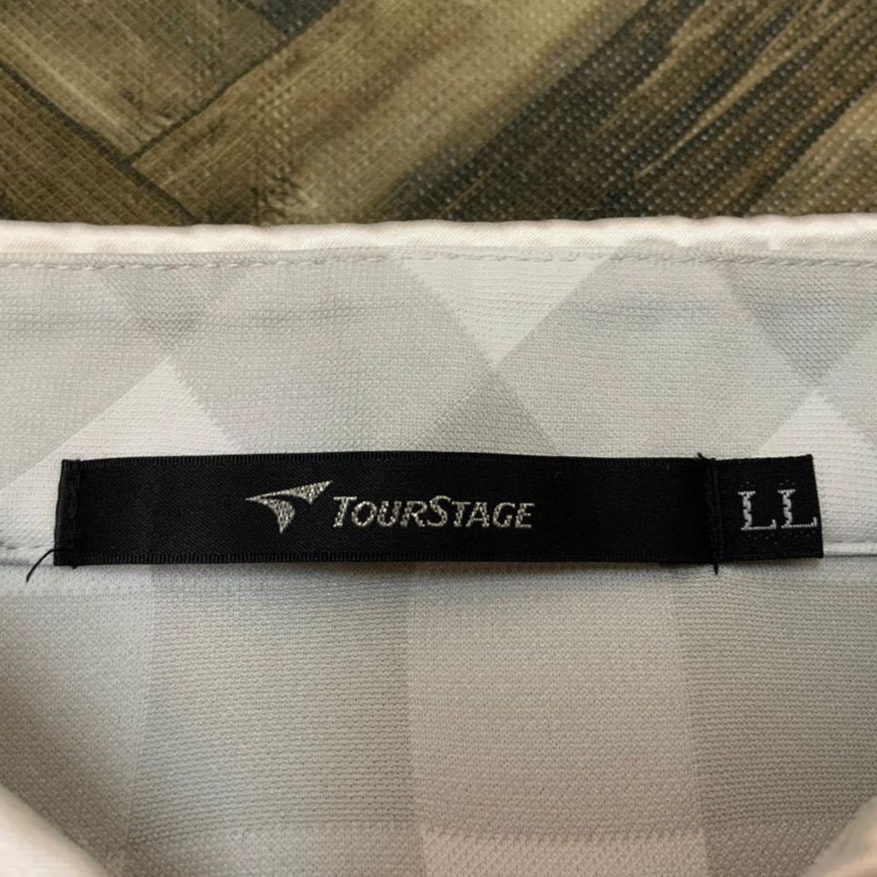 TourStage　ツアーステージ　チェック柄　半袖　ゴルフシャツ　ポロシャツ　メンズ　LLサイズ　ブリジストン　刺繍ロゴ　ドライ素材_画像6