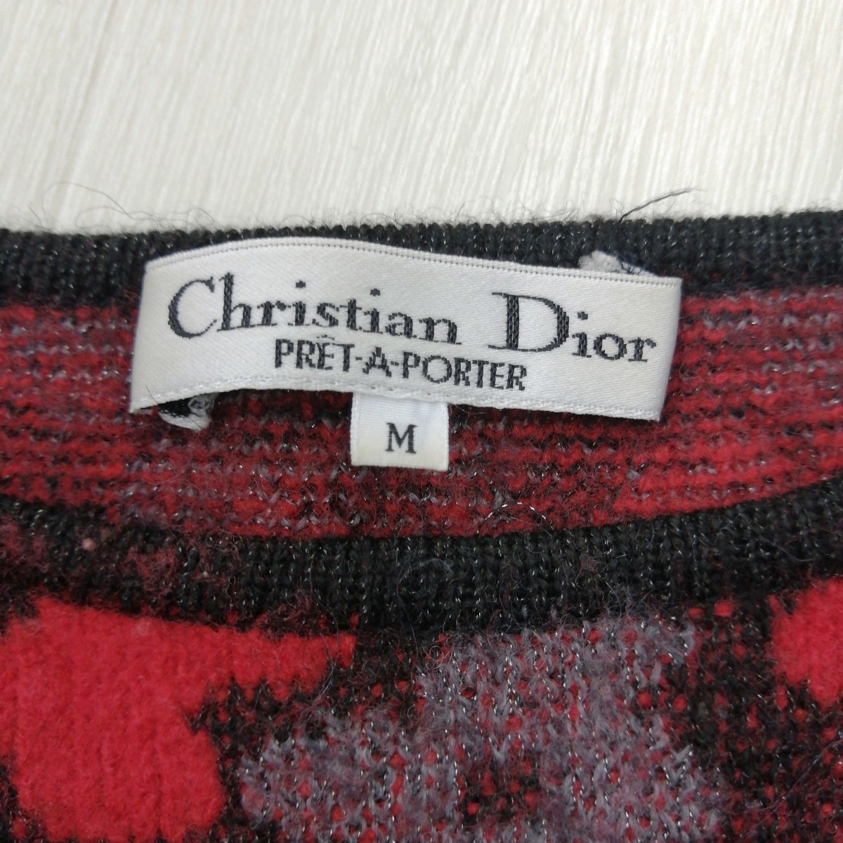 U△【商品ランク:B】クリスチャンディオール Christian Dior 上質ウール 花柄 ニット 長袖 セーター sizeM レディース トップス 婦人服 _画像4