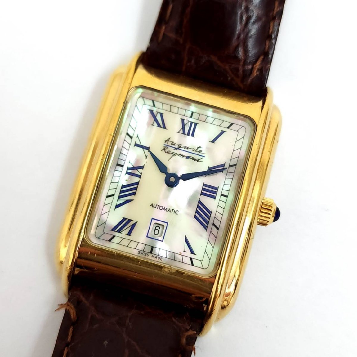 Auguste Reymond オーガストレイモンド 44006 デイト シェル文字盤 自動巻き スクエア 稼働品 メンズ 腕時計 アンティーク