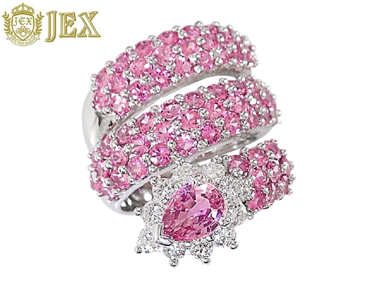 Pink Sapphire Pt900ピンクサファイヤ ダイヤモンドリング NO.47982