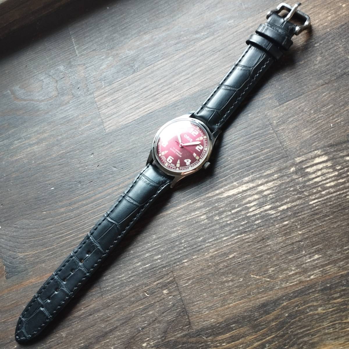 ●希少！●オリス■ORIS 手巻き機械式1980年代ヴィンテージメンズ腕時計アンティーク即納 男性人気ブランド1029gの画像6