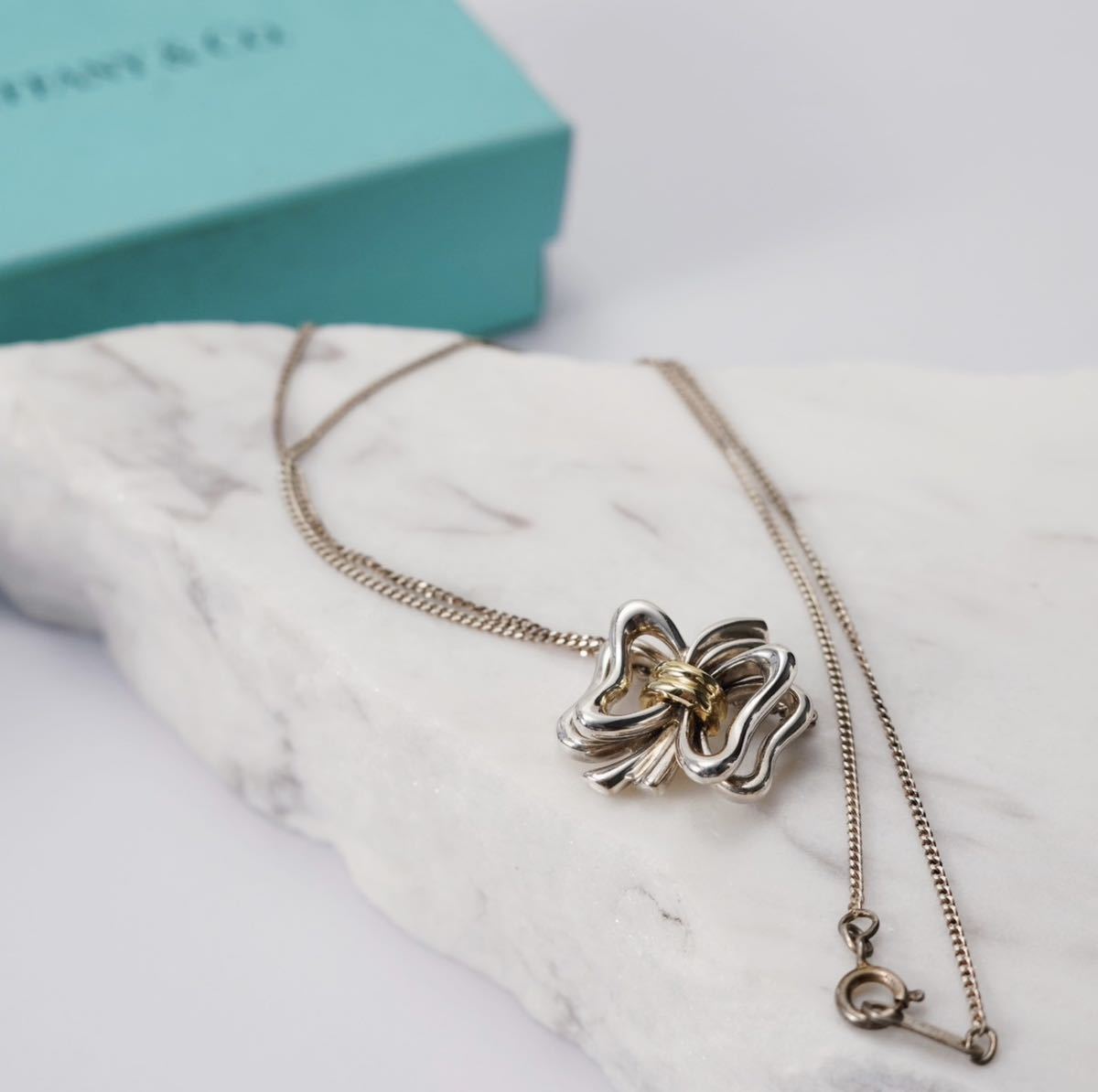 【 Tiffany 】silver 925 14k necklace top ネックレス ティファニー TIFFANY&Co シルバー リボン レディース 刻印 ヴィンテージ vintage
