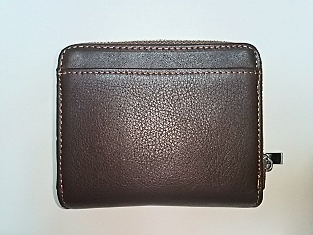 LS354イタリアンスムースレザー 二つ折り財布 チョコ/オレンジ IY0283 ラウンドファスナー折札入 本革 新品 即決 在庫処分 セール 格安_背面ポケットもあります。