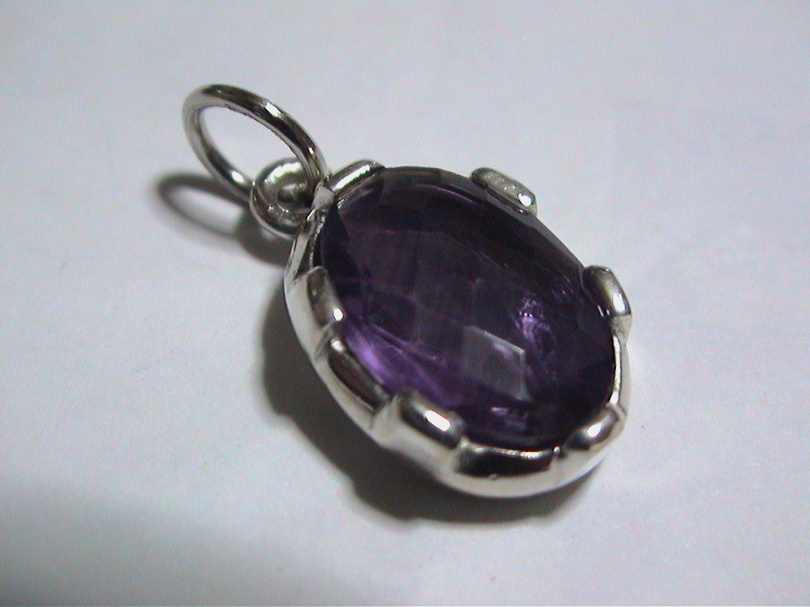 925 silver made amethyst pendant top many surface cut new goods postage Y120