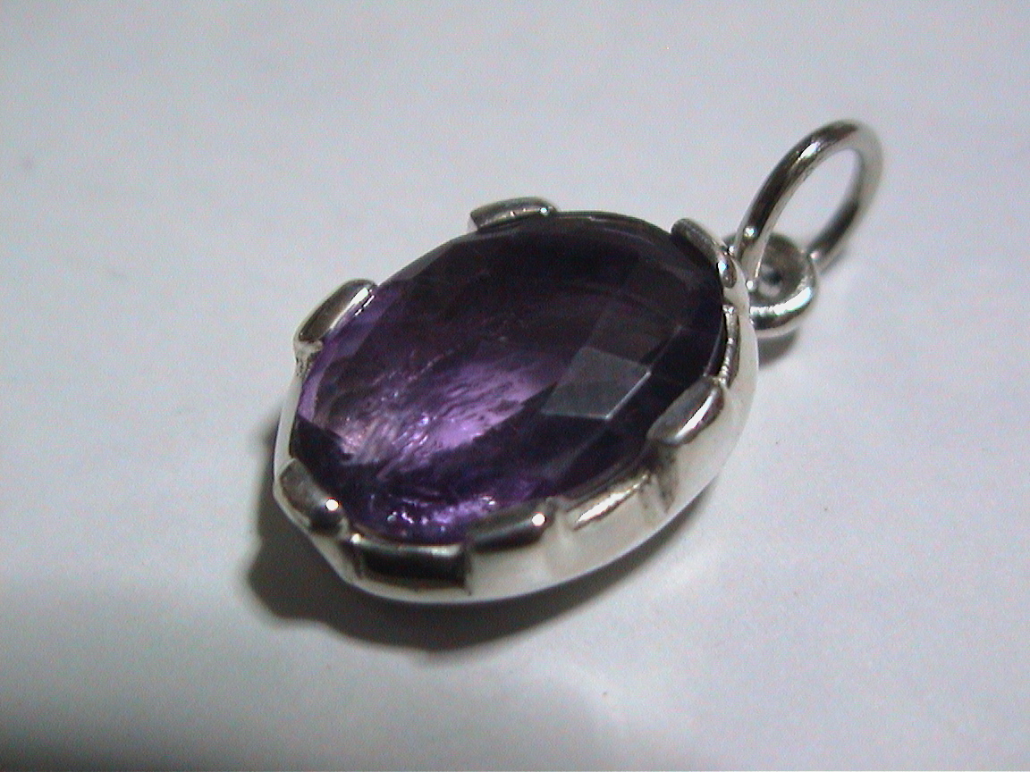 925 silver made amethyst pendant top many surface cut new goods postage Y120