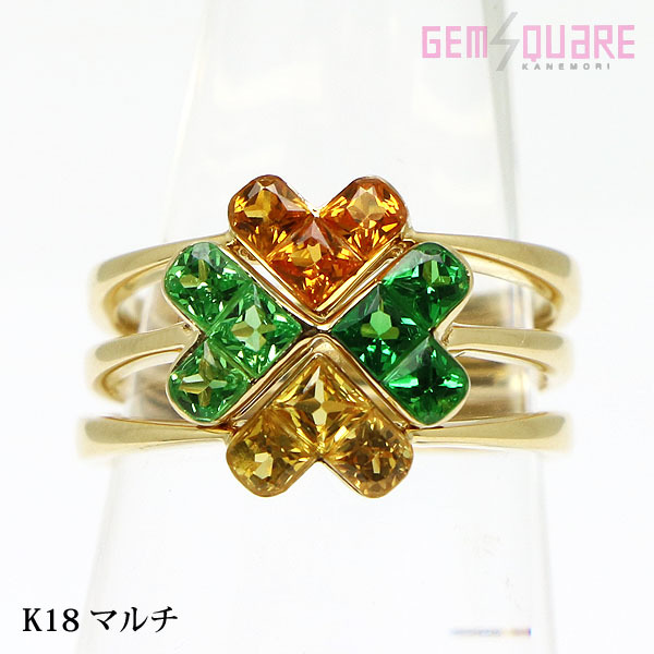 50%OFF リング 指輪 マルチ 【値下げ交渉可】K18YG マルチ 仕上げ済【質屋出店】 3連12号 四葉クローバー 6.4g 1.38 その他