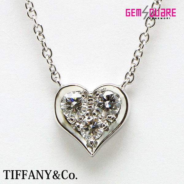 [ price cut negotiations possible ]Tiffany&Co. Tiffany sentimental Heart pendant Pt950 D0.17 3.1g beautiful goods [ pawnshop . shop ]