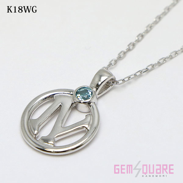 ー品販売 【値下げ交渉可】K18WG ブルートルマリン ネックレス BT0.10 45cm 3.5g 仕上げ済【質屋出店】 トルマリン