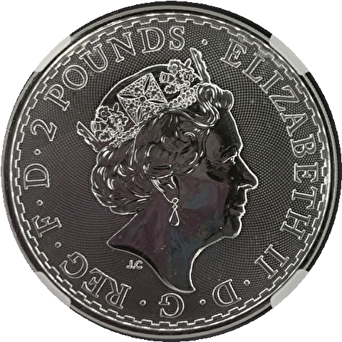 【1オンス】銀貨　2ポンド　ブリタニア　エリザベス女王　イギリス　2023年　鑑定済み　MS69　NGC_画像3