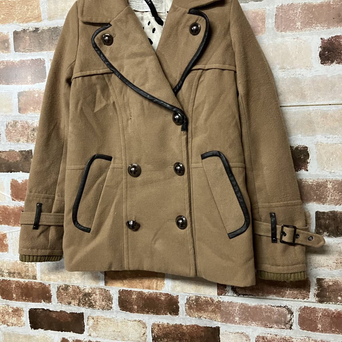 【MAISON GILFY】レザーパイピングPコート_画像4