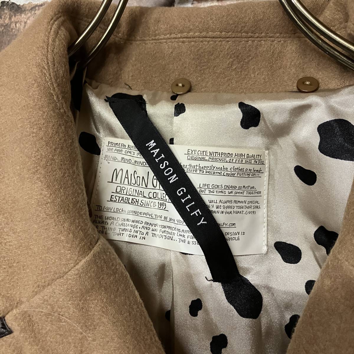 【MAISON GILFY】レザーパイピングPコート_画像5