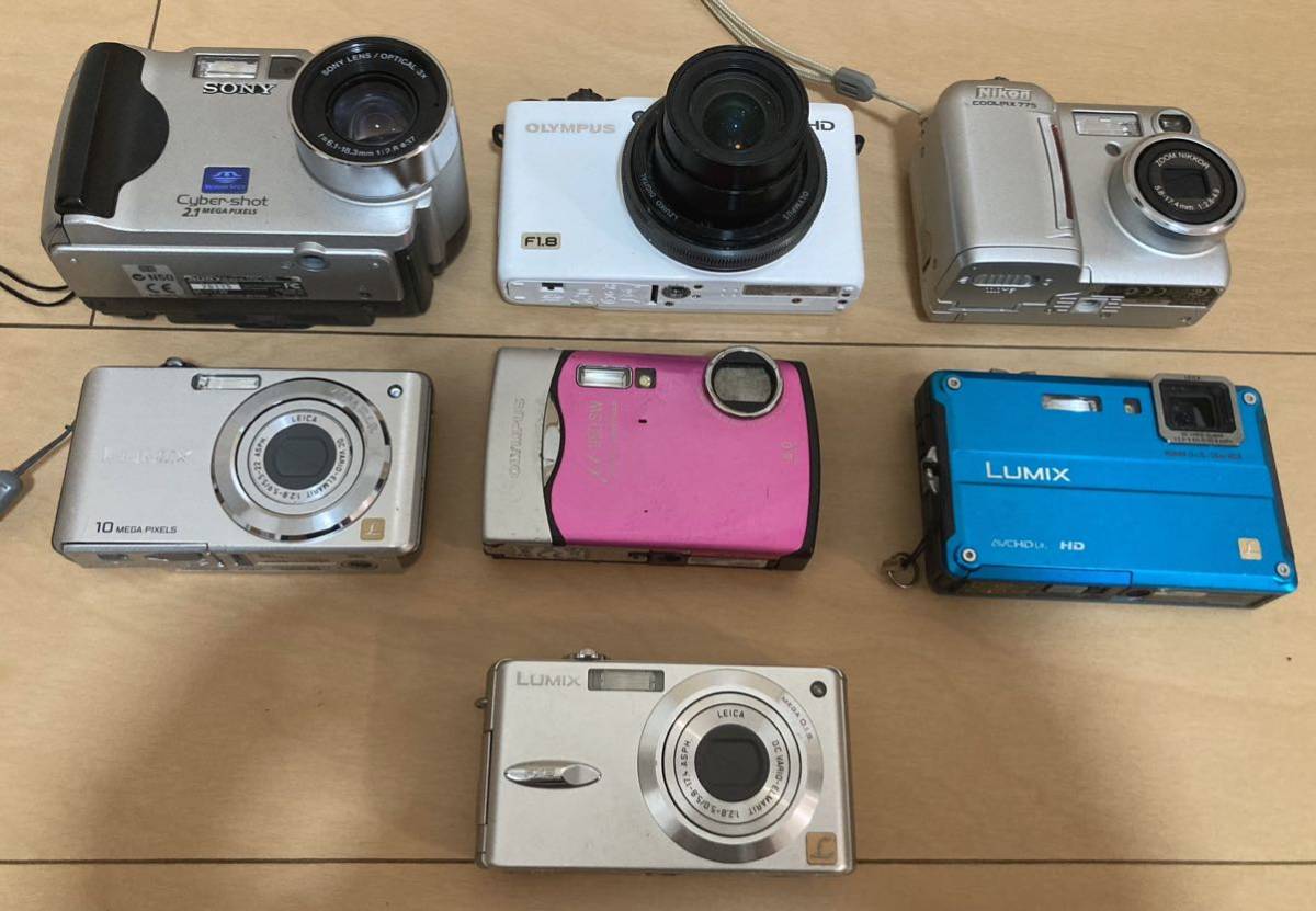 【1円スタート】OLYMPUS●Panasonic●Nikon●SONY●デジカメ7点●LUMIX●COOLPIX775●XZ-1●ジャンク品●部品取り●デジタルカメラ●_画像1