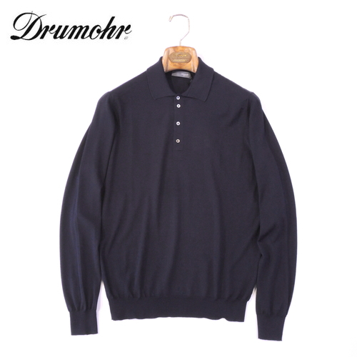 [40%OFF* новый товар *50]Drumohr MODERN( доллар moa ) тончайший melino шерсть 30GG высокий мера Polo вязаный темно-синий D0D145