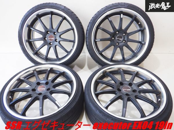 希少 ●SSR executor エグゼキューター EX04 19インチ 8J ＋48 5H PCD114.3 ホイール 4本セット タイヤ付 ツライチ 即納 ノア ヴォクシー_画像1