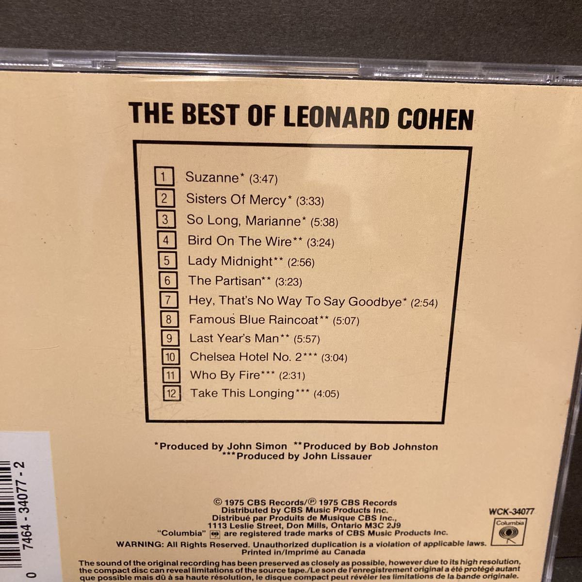 Leonard Cohen レナード・コーエン　/ The Best Of_画像2