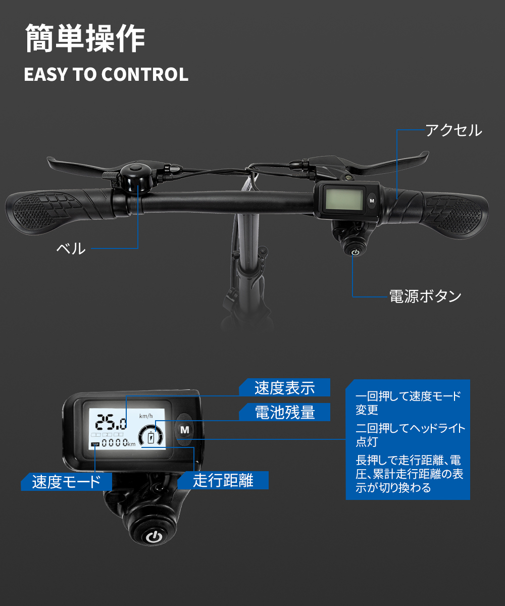 フル電動自転車 電動アシスト自転車 16インチ 電動自転車 3モード切替 折りたたみ かご付き LEDライト付き_画像7