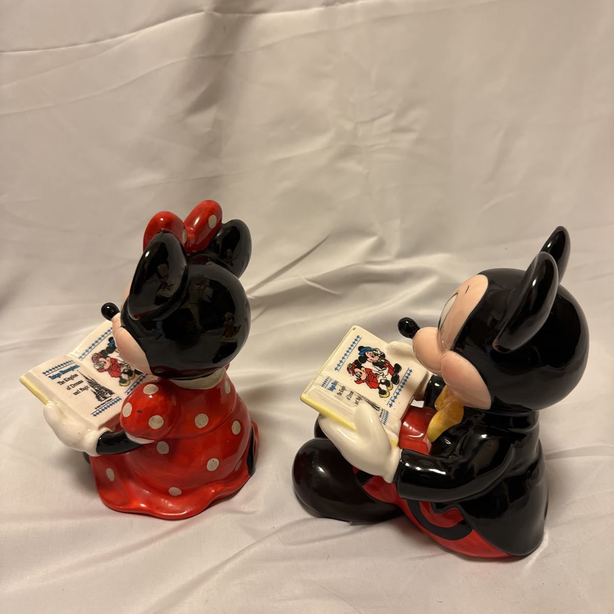 * rare * rare * Disney Tokyo Disney Land Mickey & minnie ceramics doll picture book antique retro approximately width 12× height 16cm