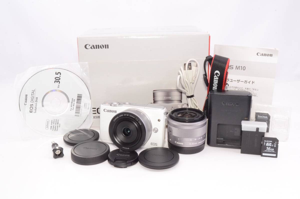 元箱付・付属品完備 Canon EOS M10 ダブルレンズキット ホワイト