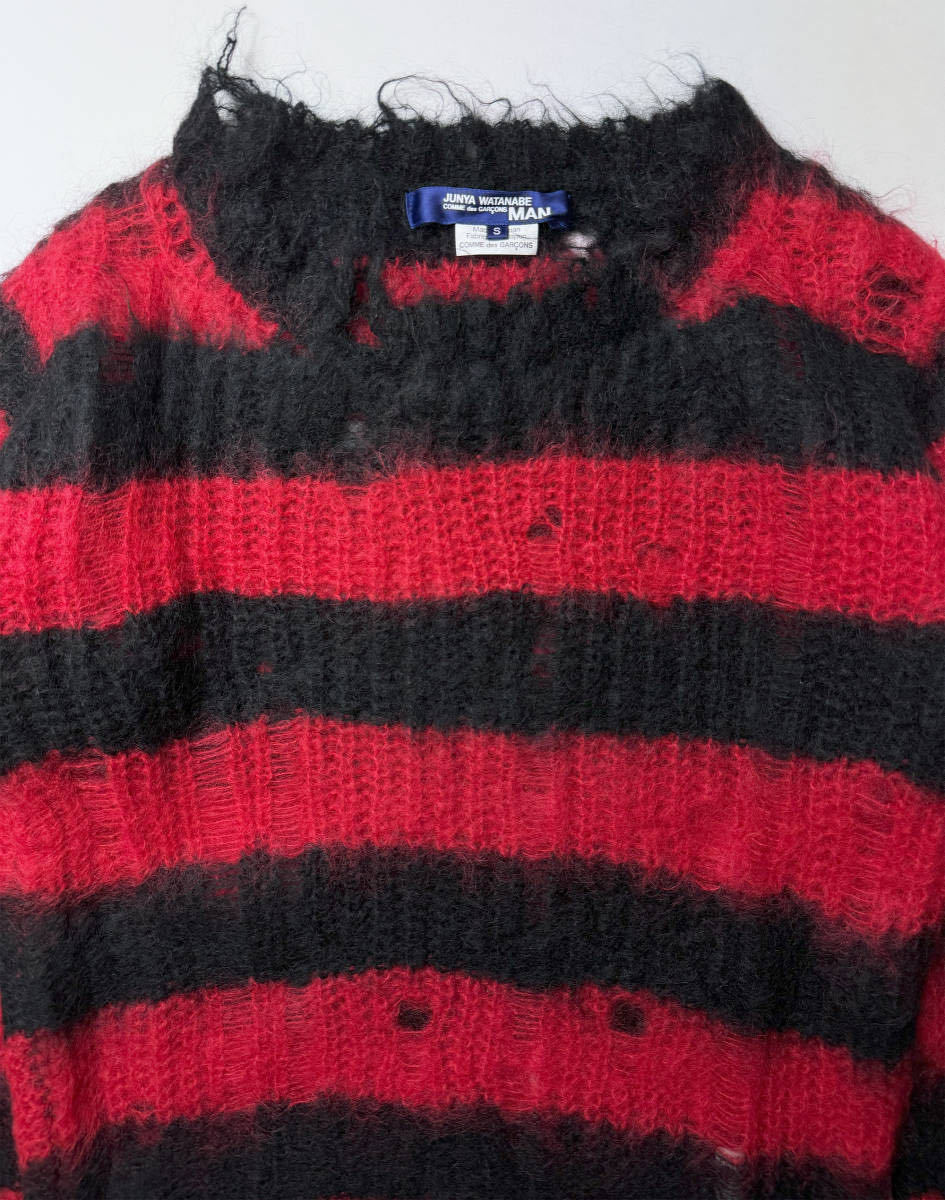 モヘア グランジ ニット セーター ボーダー JUNYA WATANABE MAN コムデギャルソン ジュンヤマン 14AW 2014AW Mohair Knit Sweater パンク_画像、説明文の転載・加工、編集利用禁止。