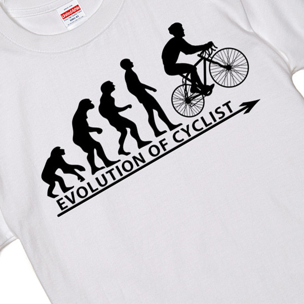 進化 evolution Tシャツ 白 サイクリスト サイクリング スポーツ 競技 自転車 選べるサイズ S/M/L/XLより エボリューションの画像2