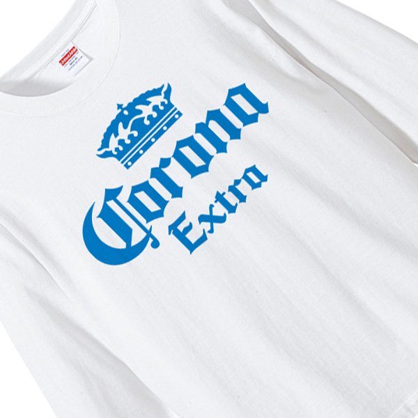 コロナビール ロングTシャツ ロンT リブ付き 白 (S/M/L/XL) ローライダー チカーノ corona_画像2